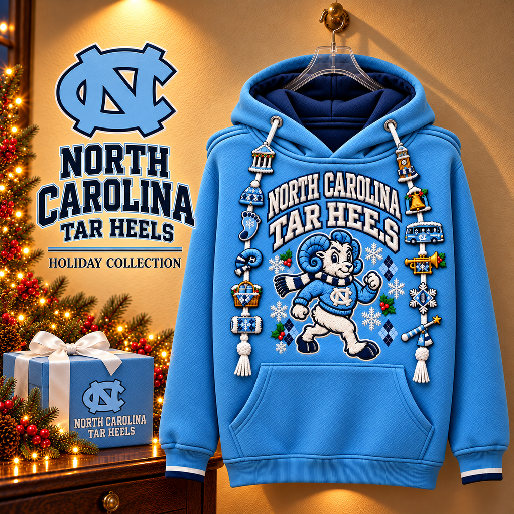 Premium UNC Christmas Embroidered Charm Hoodie PVNA