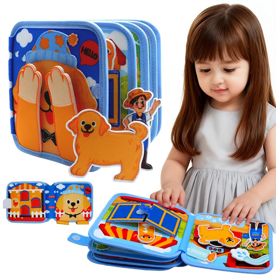 Montessori Felt Busy Book, Busy Board for 1+ Year Old, Toddler Airplane Travel Toys, Educational Learning Activity Books, Girl &