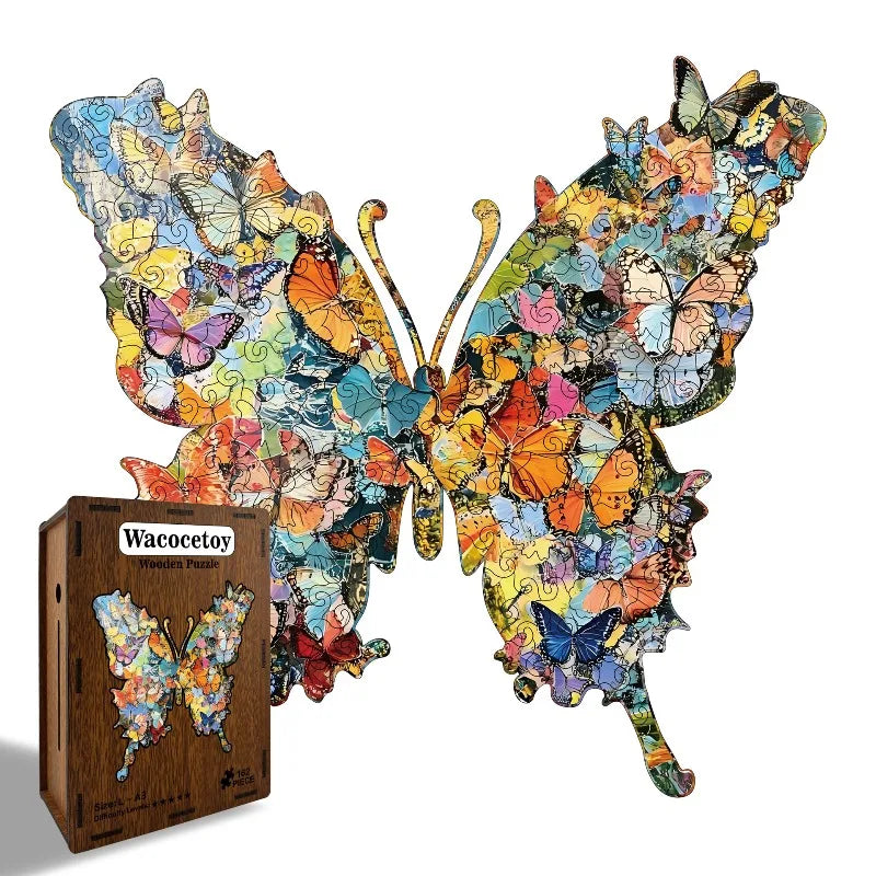 Wacocetoy butterfly jigsaw puzzle wooden special-shaped splicing toy decorative painting gift puzzle decompression jigsaw puzzle